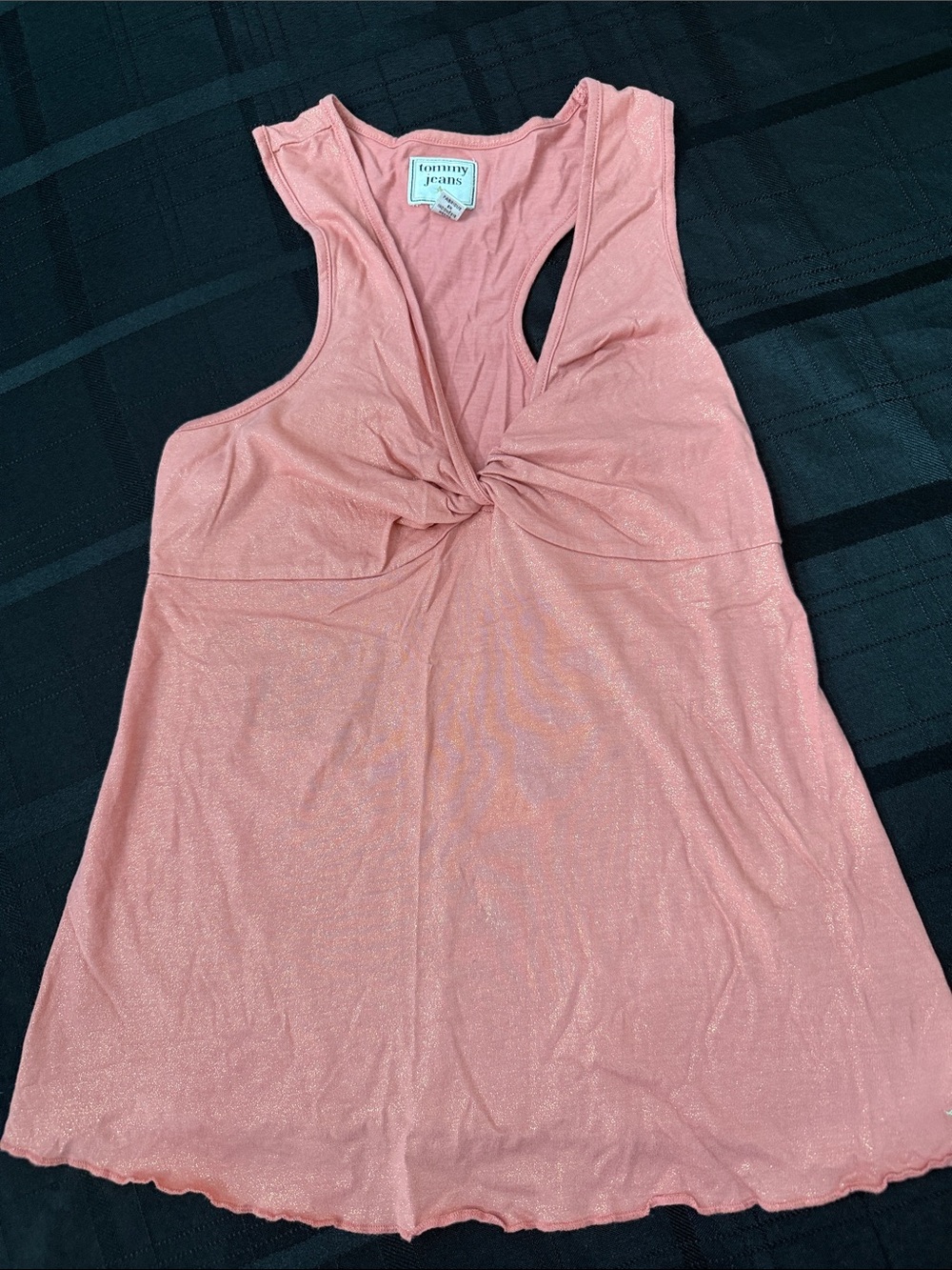 Tommy Hilfiger Coral Pink Twist-Front Racerback Tank
